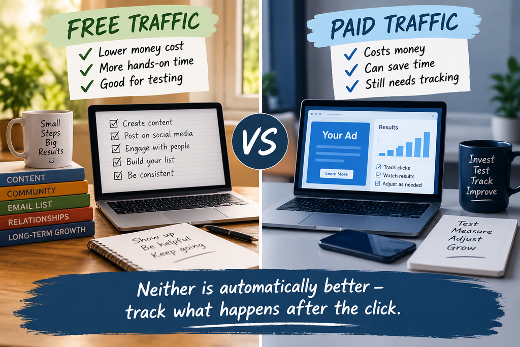 Free vs paid traffic for affiliate marketing comparison